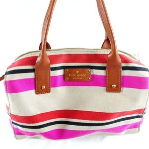 Kate Spade Red & Pink Canvas Leather Purse Bag